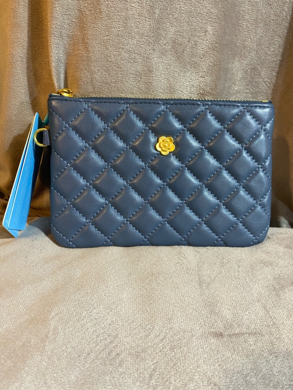 Tiffany and Fred navy quilted sheepskin leather pouch 🆕